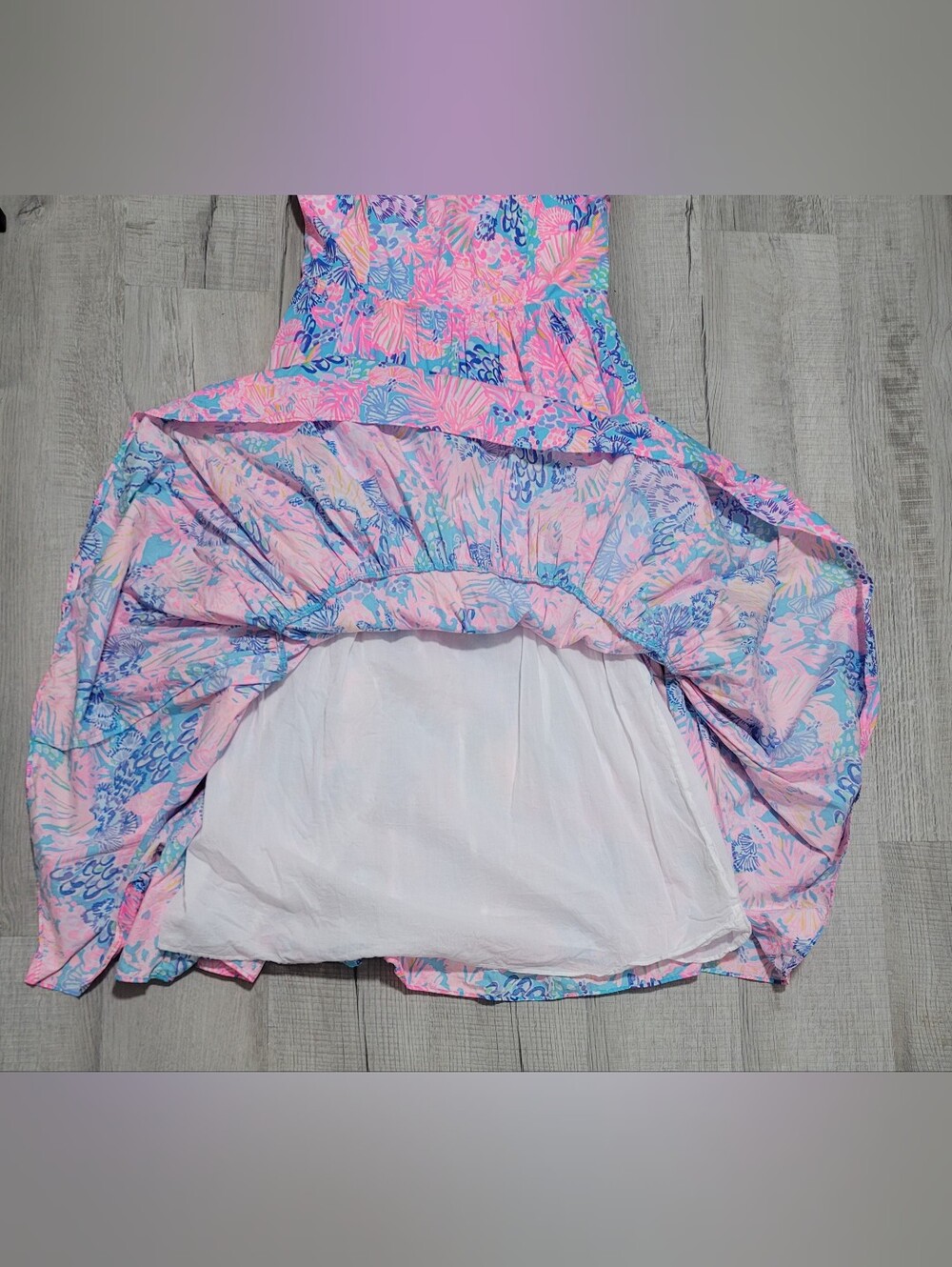 Lilly Pulitzer Edith Maxi Dress Splendor in the Sand Pink Blue Size 8 EUC - Picture 8 of 15